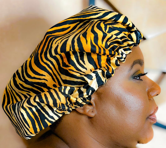 Tiger Print Hair Bonnet