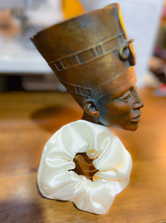 Cream Satin Scrunchy