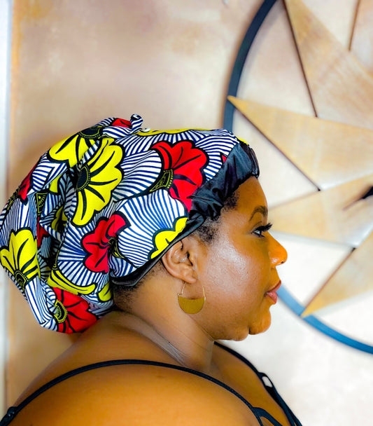 Floral Braid Bonnet (Red & Yellow)