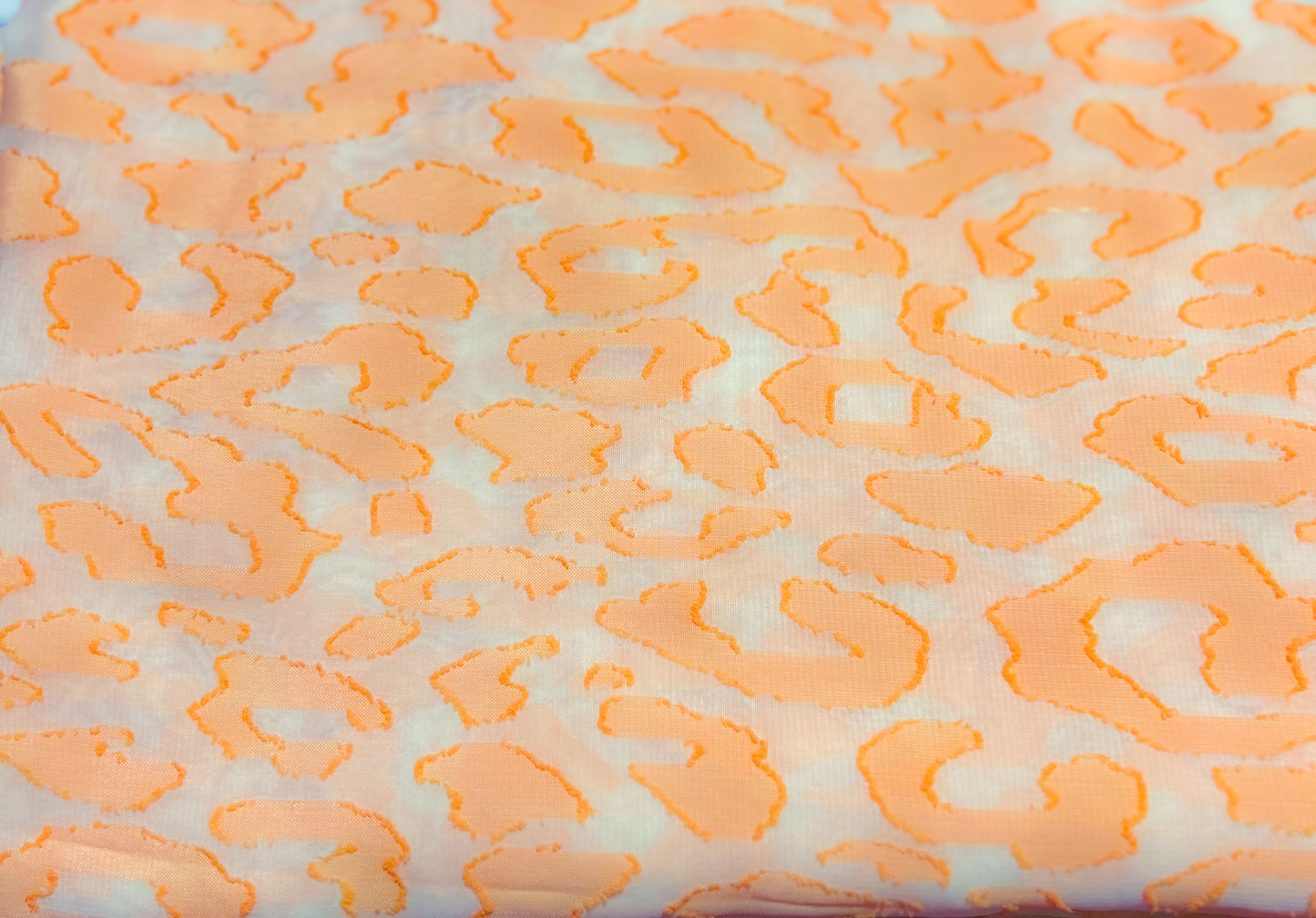Chiffon Orange Leopard Textured Fabric