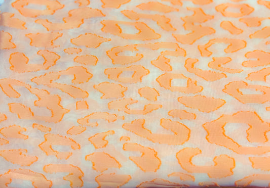 Chiffon Orange Leopard Textured Fabric