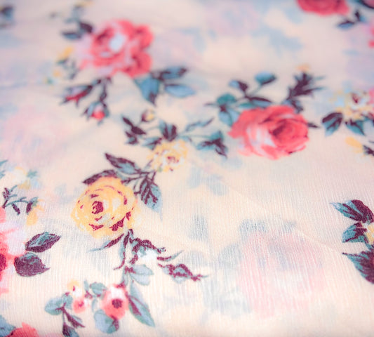 Apricot Floral Gauze Fabric