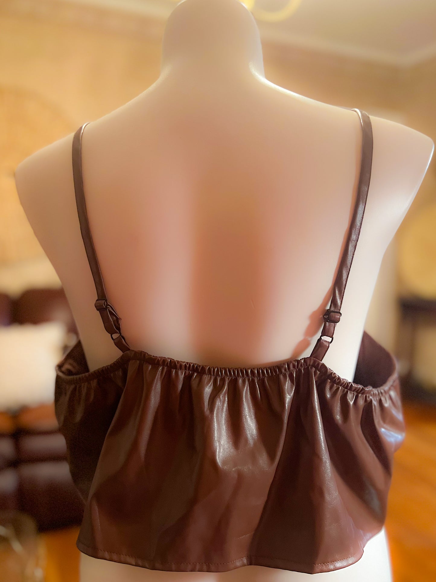 Brown faux leather corset