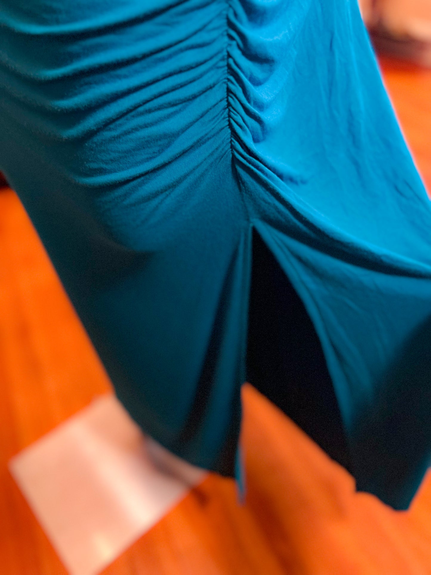 Solid Ruched Split Thigh Tank Dress