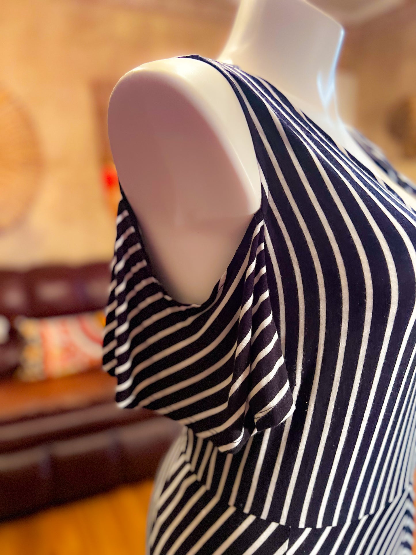 Cold Shoulder Stripe Midi Dress