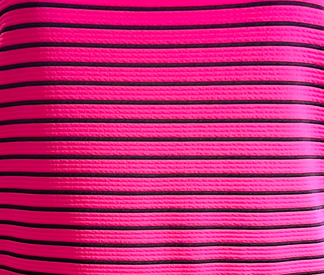 Hot Pink & Black Striped Criss-Cross Back Skater Dress
