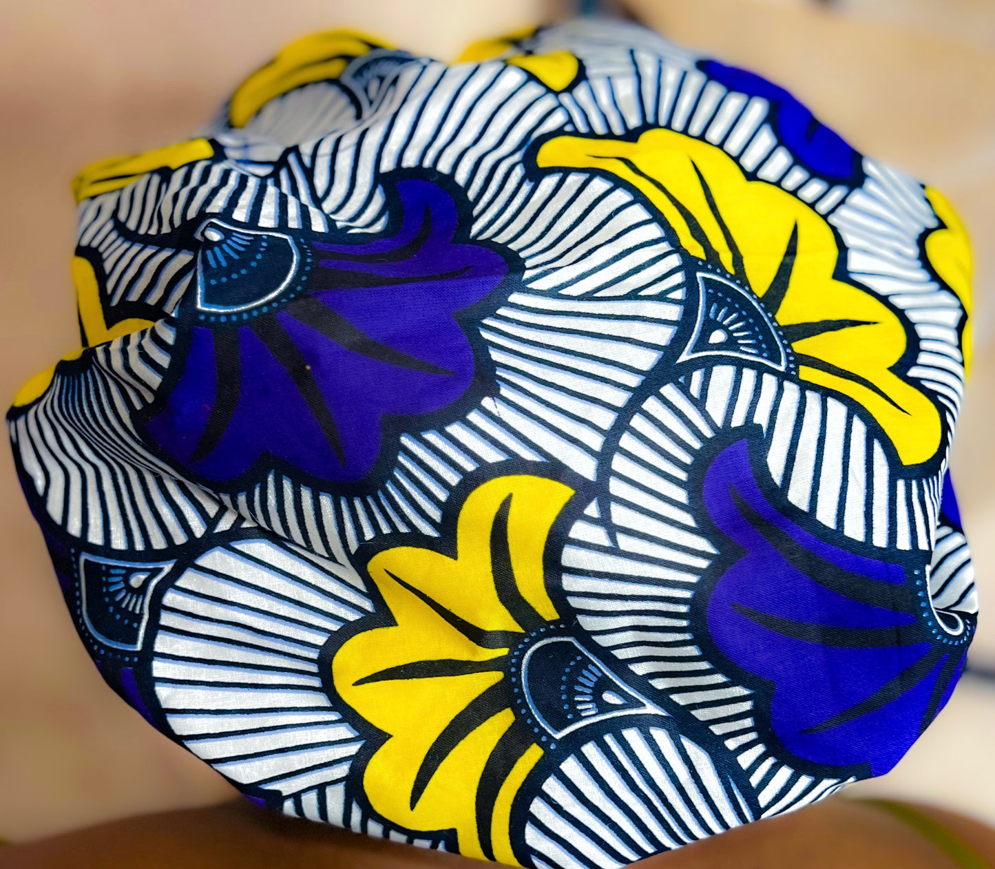 Purple & Yellow Floral Print Hair Bonnet