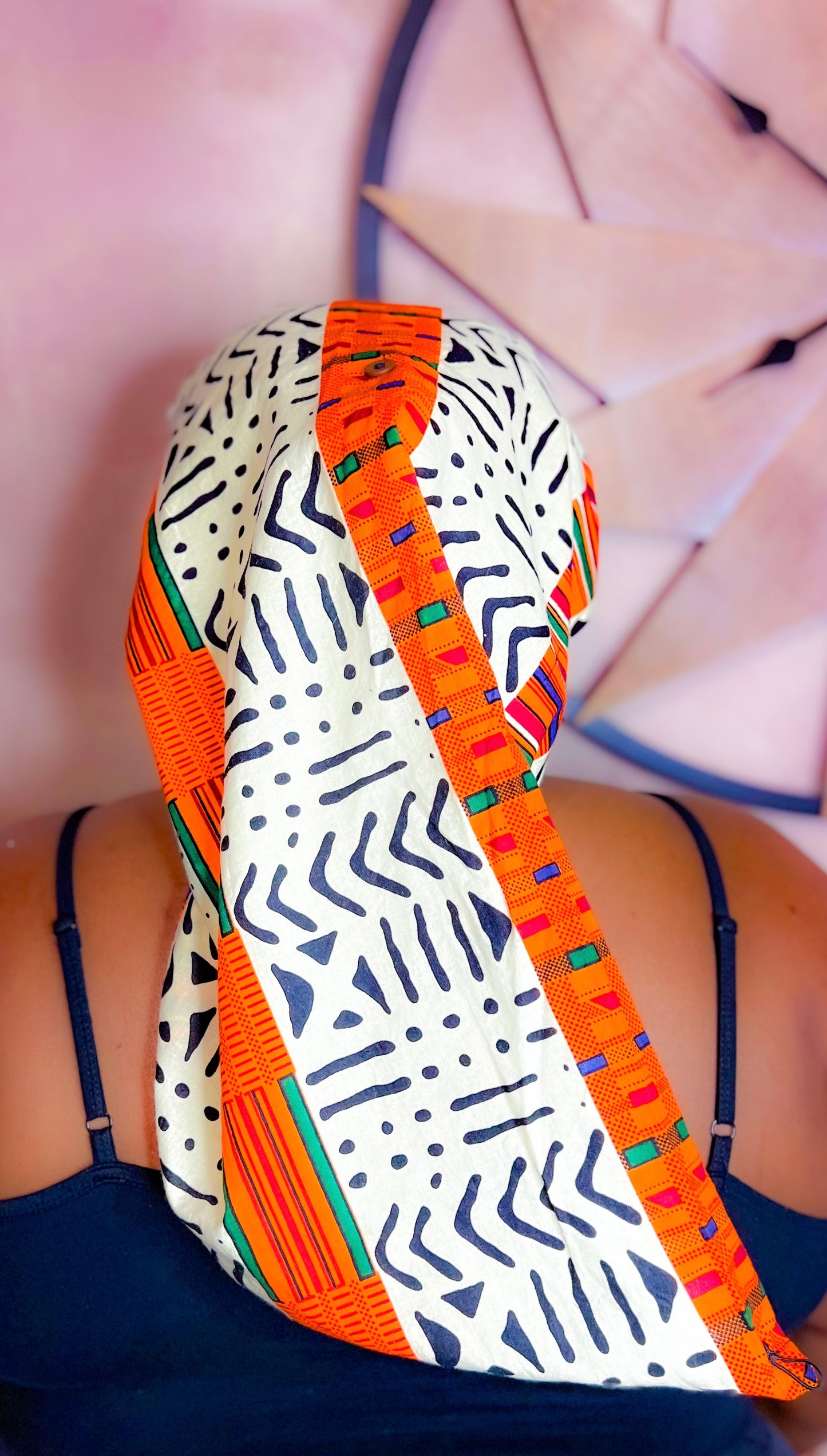 SBL Orange Tribal Print Bonnet