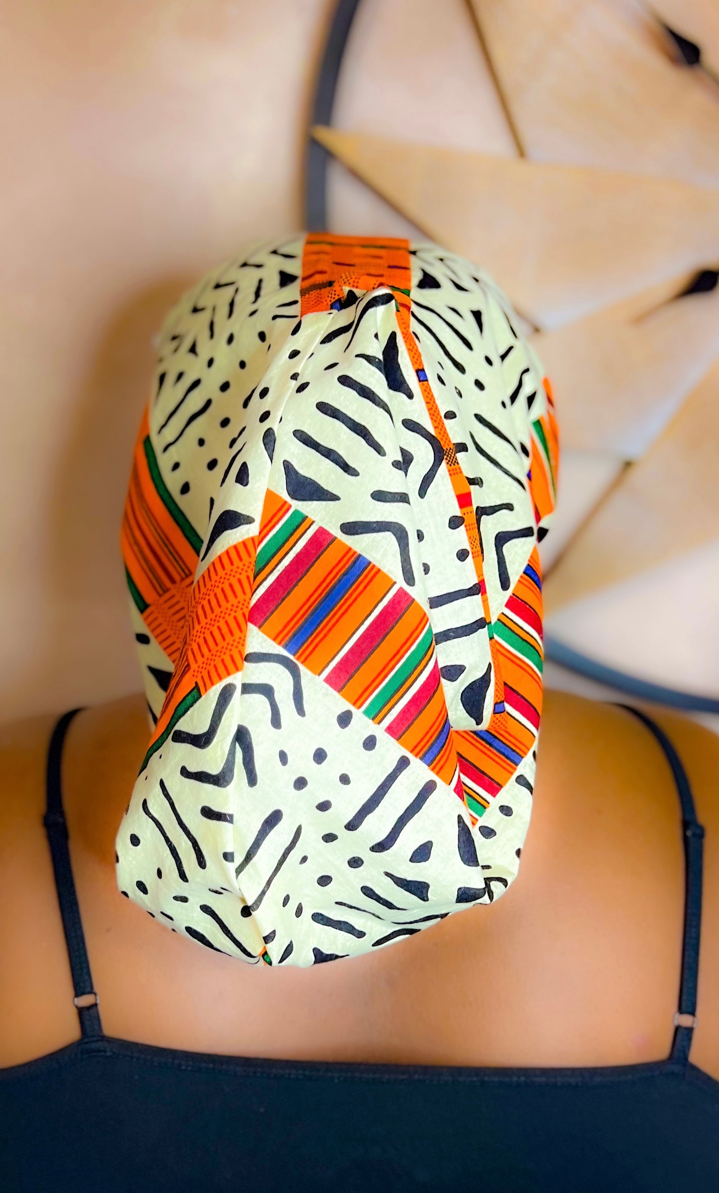 SBL Orange Tribal Print Bonnet